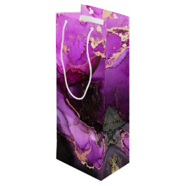 Agate Marbling Black Paars Gold Large Gift Bag Wijn Cadeautas