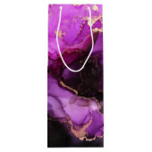 Agate Marbling Black Paars Gold Large Gift Bag Wijn Cadeautas (Achterkant)