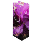 Agate Marbling Black Paars Gold Large Gift Bag Wijn Cadeautas (Voorkant Gekanteld)