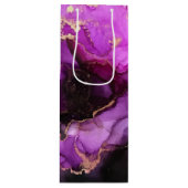 Agate Marbling Black Paars Gold Large Gift Bag Wijn Cadeautas (Voorkant)