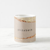 Agate marmer glitter beige goudmonogram koffiemok (Center)