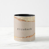 Agate marmer glitter beige goudmonogram mok (Midden)