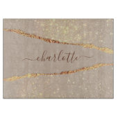 Agate marmer glitter beige goudmonogram snijplank (Voorkant)
