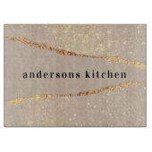 Agate marmer glitter beige goudmonogram snijplank (Voorkant)