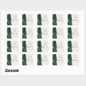 Agate Marmer Smaragdgroene Gouden Script Bruiloft Vierkante Sticker (Vel)