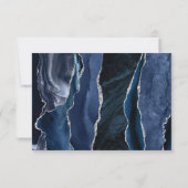 Agate Navy Blau Zilver Modern Schrift Huwelijk RSVP Kaartje (Achterkant)