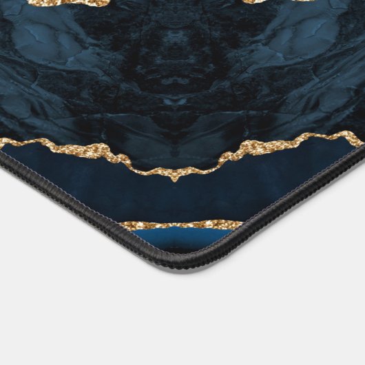 Agate Navy Blauw Glans Glitter Marmeren Bureaumat (Hoek)
