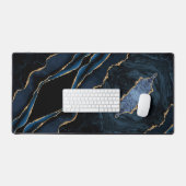 Agate Navy Blauw Glans Glitter Marmeren Bureaumat (Keyboard & Muis)