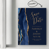 Agate Navy Blauw Goud Bruiloft Save the Date
