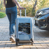 Agate Navy Blauw Goud Custom Naam Letter Sticker (Koffer Insitu)