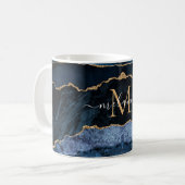 Agate Navy Blauw Goud Jouw naam Letter Mok Gift (Voorkant links)