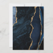 Agate Navy Blauw Goud Modern Script Bruiloft Save The Date (Achterkant)