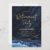 Agate Navy Blauw Goud Pensioen Partij Kaart (Voorkant)