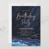 Agate Navy Blauw Roos Goud Verjaardag elke leeftij Kaart (Voorkant)