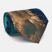 Agate Navy Blauwe Gouden Edelsteen Marmer Geode Lu Stropdas (Opgerold)