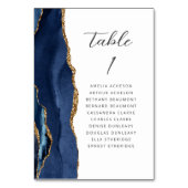 Agate Navy Blauwe Gouden Moderne Script Bruiloft Kaart (Voorkant)