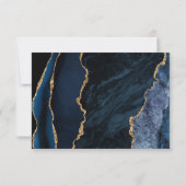 Agate Navy Blauwe Gouden Moderne Script Bruiloft RSVP Kaartje (Achterkant)