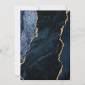 Agate Navy Blauwe Gouden Script Bruiloft Kaart (Achterkant)