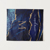 Agate Navy Blauwe Marmeren Tapijt Aangepaste Naam Wandkleed (Voorkant (horizontaal))