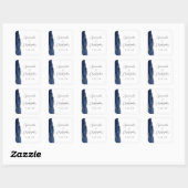 Agate Navy Blauwe Zilveren Script Bruiloft Vierkante Sticker (Vel)