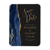 Agate Navy Blue Donker Save the Date Magnet Magneet (Verticaal)