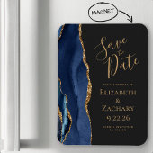 Agate Navy Blue Donker Save the Date Magnet Magneet