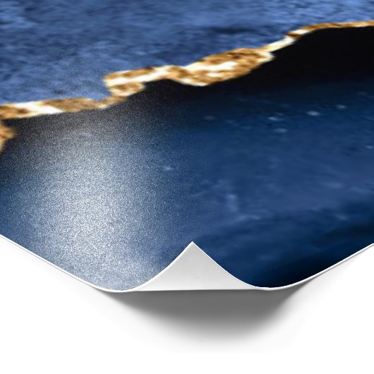 Agate Navy Blue Glitter Gemstone Custom Name Foto Afdruk (Hoek)