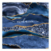 Agate Navy Blue Glitter Gemstone Custom Name Foto Afdruk (Voorkant)