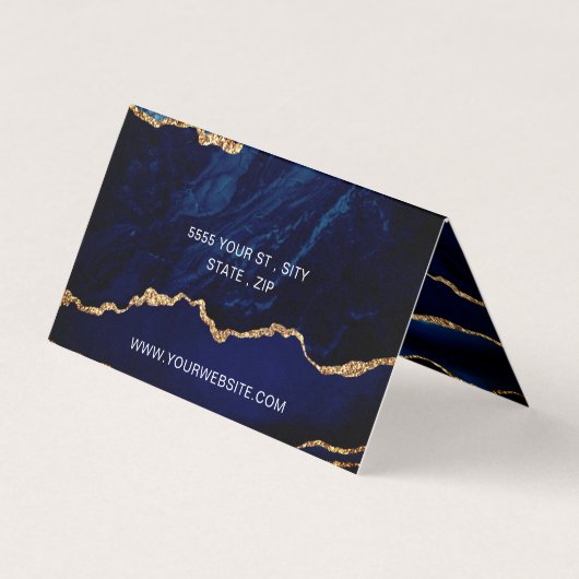 Agate Navy Blue Glitter Gold Beauty Visitekaartje (Achterkant)