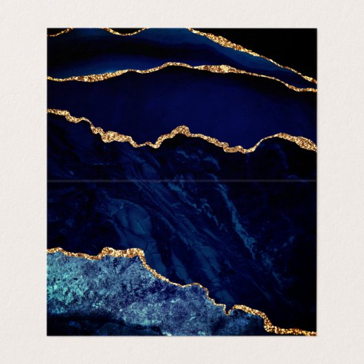 Agate Navy Blue Glitter Gold Beauty Visitekaartje (Binnenkant ongevouwen)