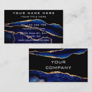 Agate Navy Blue Glitter Luxury Visitekaartje