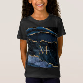 Agate Navy Blue Glitter Monogram Name T-Shirt (Voorkant)