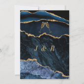 Agate Navy Blue Gold Champagne Weddenschap (Achterkant)