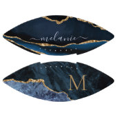 Agate Navy Blue Gold Gemstone Marble Monogram American Football (Panelen)