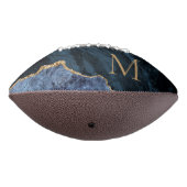 Agate Navy Blue Gold Gemstone Marble Monogram American Football (Gedraaid 270)