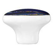 Agate Navy Blue Gold Gemstone Marble Monogram Keramische Knop (Zijkant)