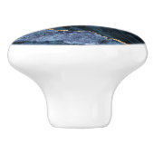 Agate Navy Blue Gold Gemstone Marble Monogram Naam Keramische Knop (Zijkant)