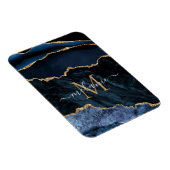 Agate Navy Blue Gold Gemstone Marble Monogram Naam Magneet (Rechterzijde)