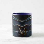 Agate Navy Blue Gold Gemstone Marble Monogram Naam Mok (Midden)