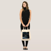 Agate Navy Blue Gold Gemstone Marble Monogram Naam Tote Bag (Voorkant (model))