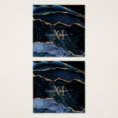 Agate Navy Blue Gold Gemstone Marble Monogram Naam Vierkante Visitekaartjes (Voorkant /achterkant)