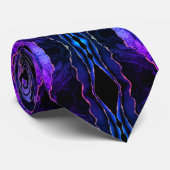 Agate Navy Blue Gold Licht Modern Stropdas (Opgerold)