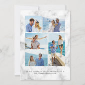 Agate Navy Blue Gold Marble 5-Foto Bewaar de datum Kaart (Achterkant)