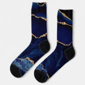 Agate Navy Blue Gold Marble Gemstone Socks Gift Sokken (Links)