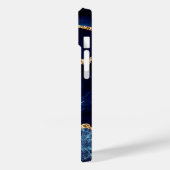 Agate Navy Blue Gold Marble Jouw naam en Letter Case-Mate iPhone Case (Achterkant / Links)