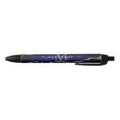 Agate Navy Blue Gold Marble Jouw naam Letter Pen (Bodem)