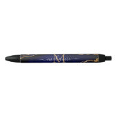 Agate Navy Blue Gold Marble Jouw naam Letter Pen (Voorkant)