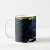 Agate Navy Blue Gold Marble Mok Gift Jouw naam (Links)