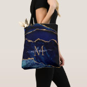 Agate Navy Blue Gold Marble Name Letter Canvas tas (Dichtbij)