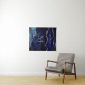Agate Navy Blue Marble Tapestry Custom Name Letter Wandkleed (In Situ (horizontaal))
